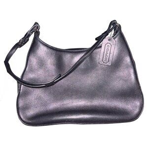 Coach Vtg Mini Ergo Black Leather Shoulder Bag, Brown Interior Mini Tote
